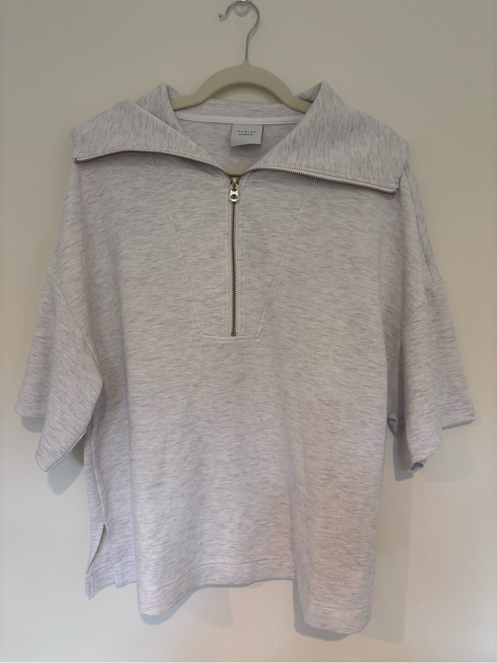Varley Light Heather Gray Half-Zip Short Sleeve Top